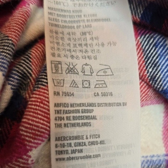 HOLLISTER Flannel Long Sleeve Button Up Shirt Red Blue Plaid Men Medium Western - Picture 9 of 15